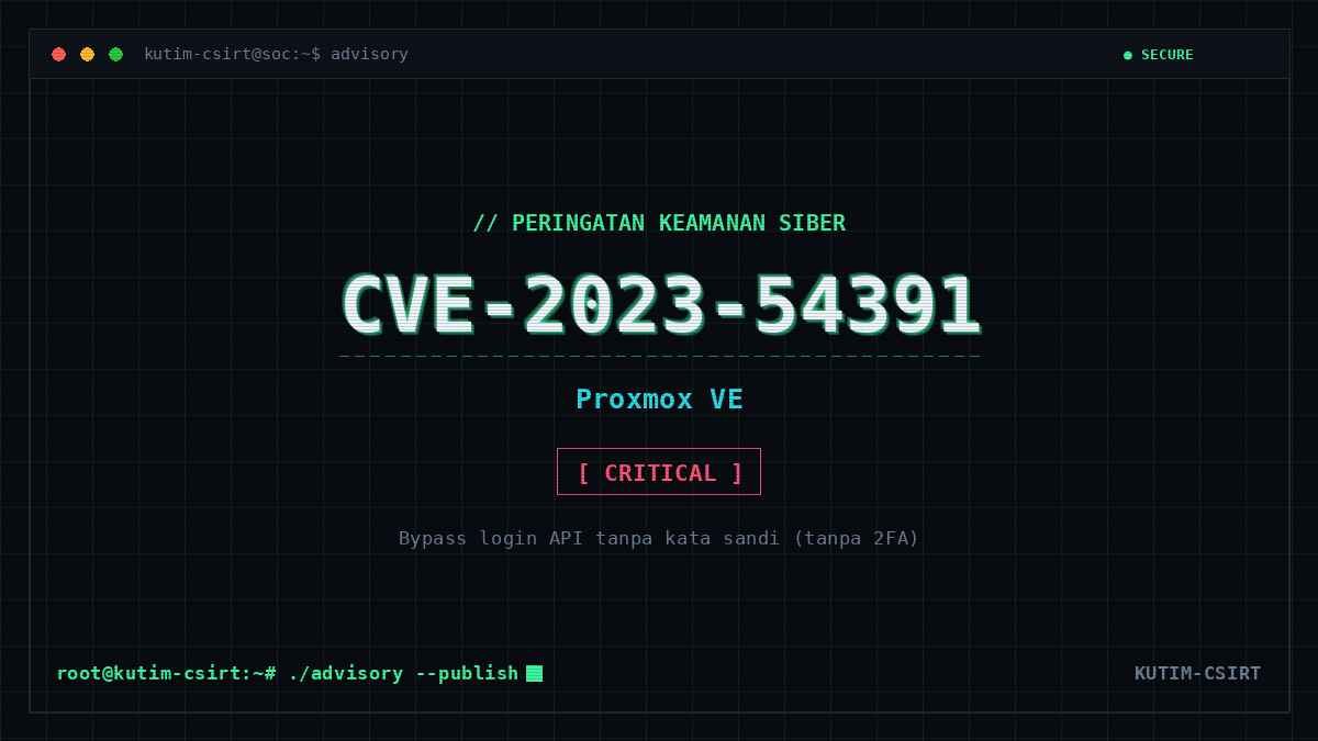 Peringatan Keamanan: Kerentanan Proxmox VE Melewati Autentikasi (CVE-2023-54391)