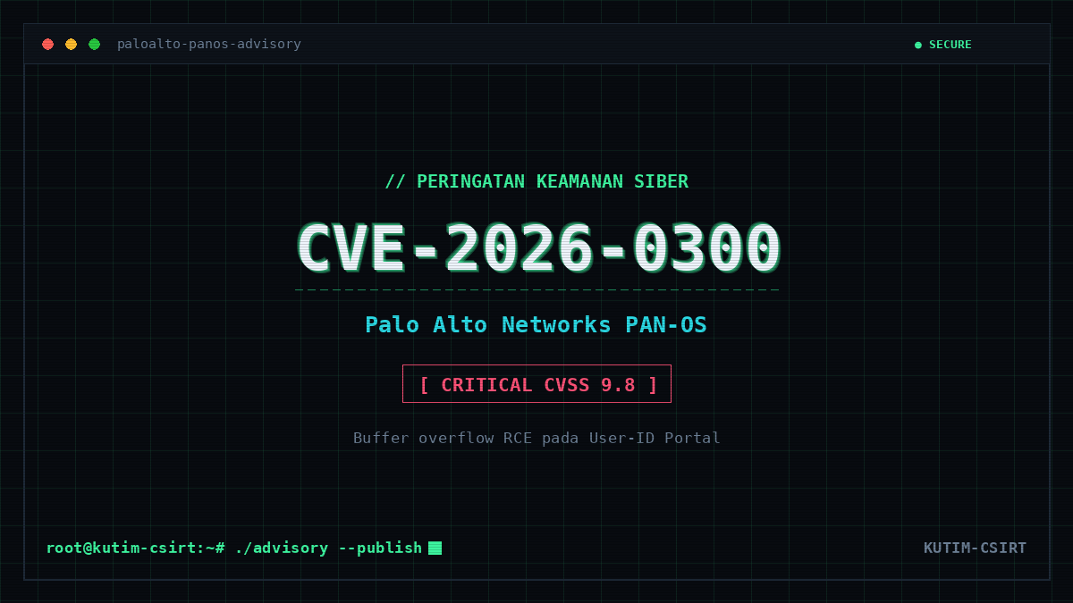 Peringatan Keamanan: Kerentanan Kritis CVE-2026-0300 pada Palo Alto Networks PAN-OS yang Dieksploitasi Secara Aktif