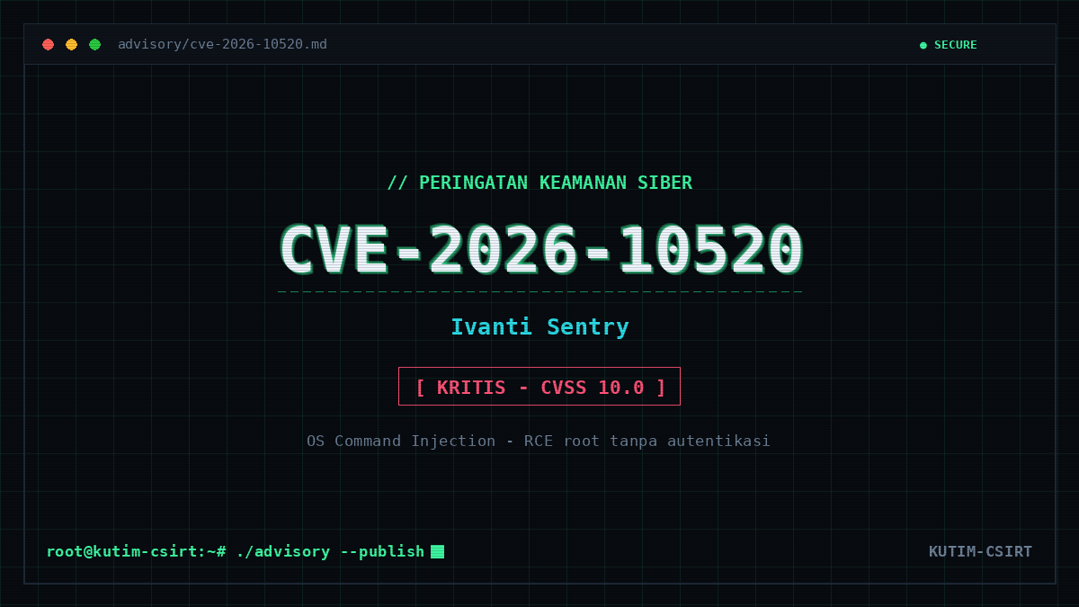Peringatan Keamanan: Kerentanan Kritis CVE-2026-10520 pada Ivanti Sentry Berpotensi Eksekusi Kode Jarak Jauh