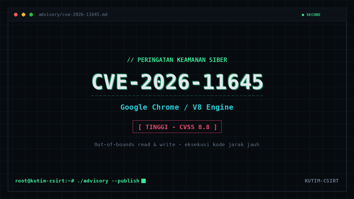 Peringatan Keamanan: Kerentanan CVE-2026-11645 pada Google Chrome (V8) Dieksploitasi Secara Aktif