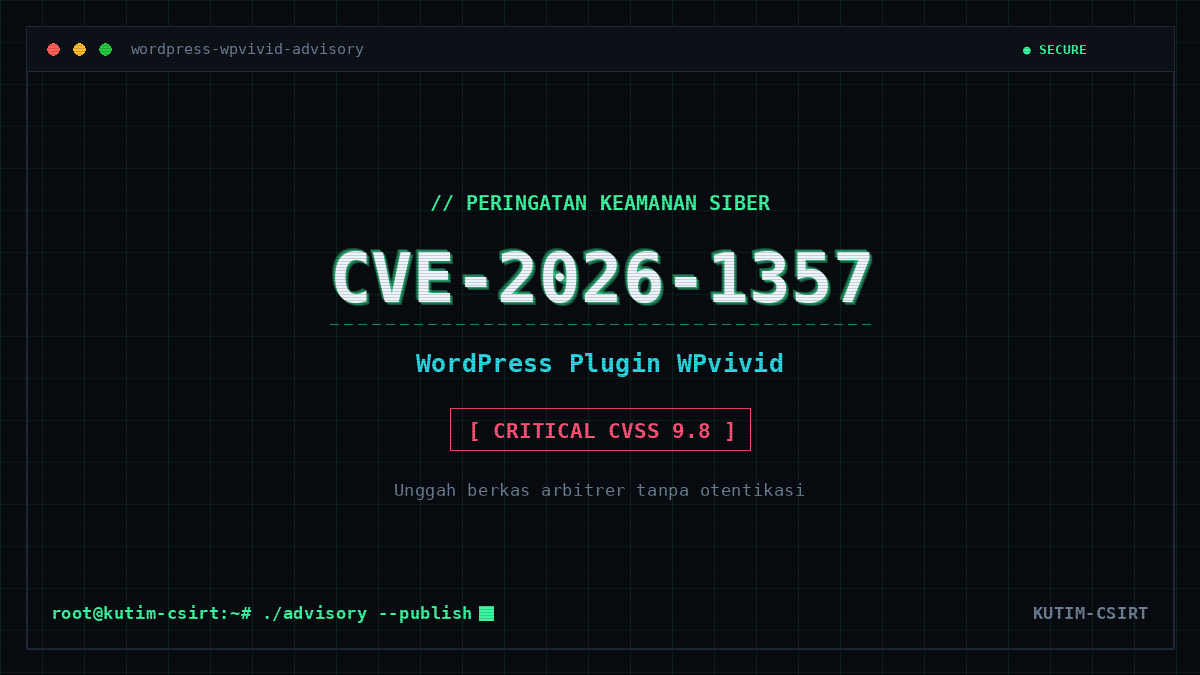 Peringatan Keamanan: Kerentanan Kritis CVE-2026-1357 pada Plugin WordPress WPvivid Backup & Migration