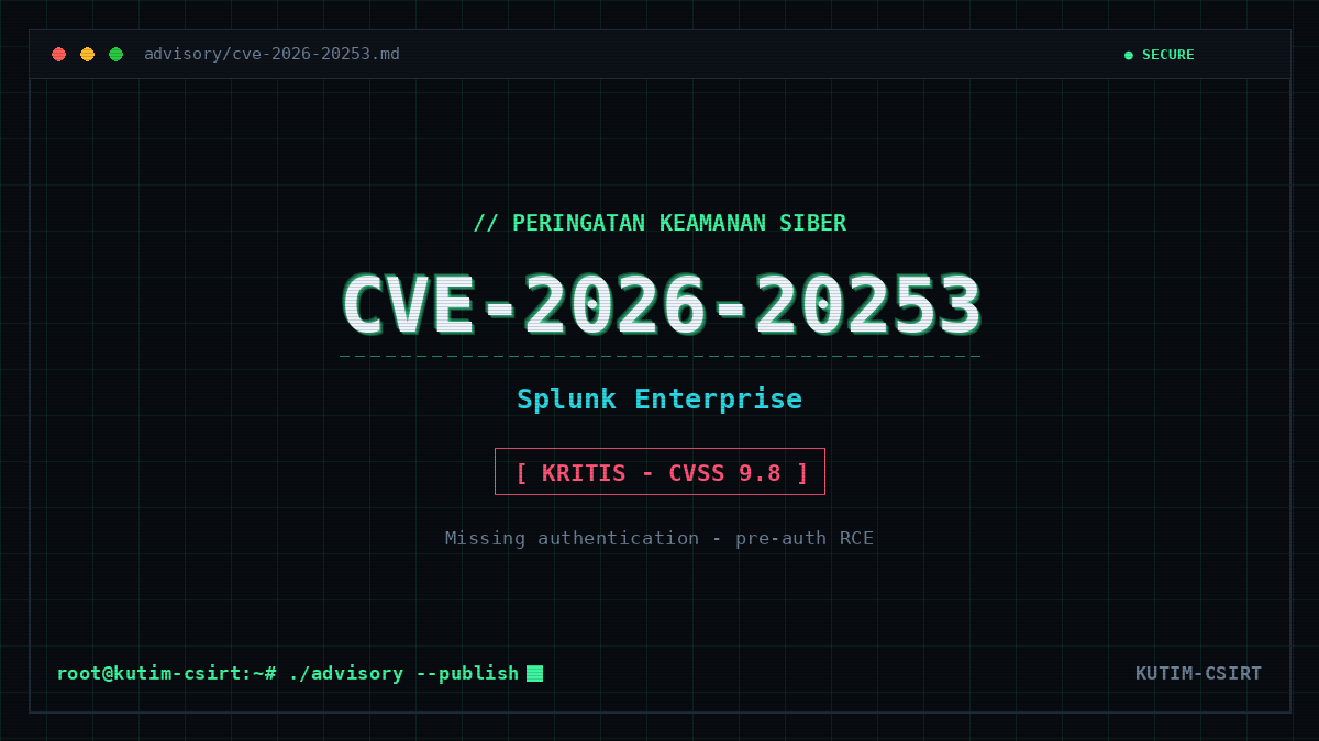 Peringatan Keamanan: Kerentanan Kritis CVE-2026-20253 pada Splunk Enterprise Berpotensi Eksekusi Kode Jarak Jauh