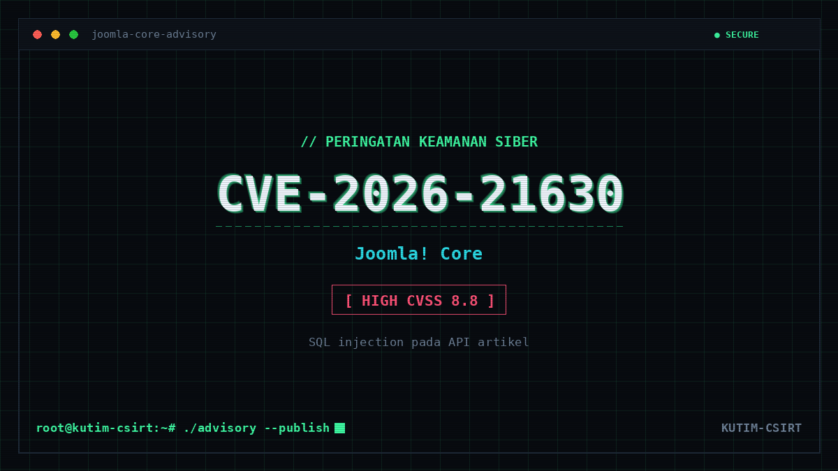 Peringatan Keamanan: Kerentanan SQL Injection CVE-2026-21630 pada Joomla! Core