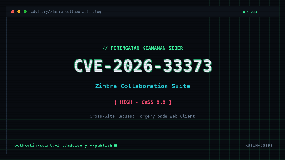 Kerentanan CSRF Zimbra Collaboration Suite CVE-2026-33373 Berisiko Pengambilalihan Akun