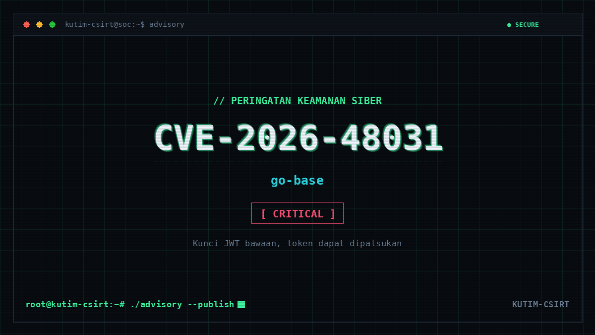 Peringatan Keamanan: Kunci JWT Bawaan pada go-base Memungkinkan Pemalsuan Token