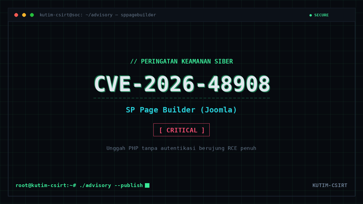 Peringatan Keamanan: Kerentanan Kritis CVE-2026-48908 pada SP Page Builder (Joomla) yang Dieksploitasi Secara Aktif