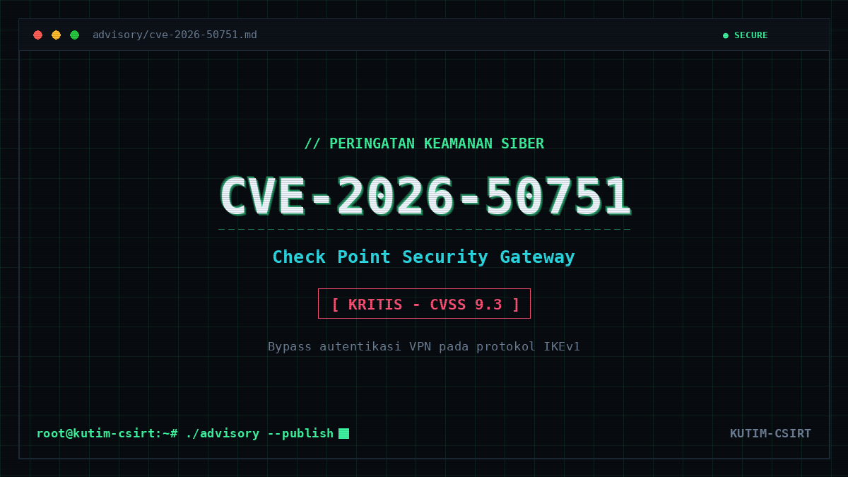 Peringatan Keamanan: Kerentanan Kritis CVE-2026-50751 pada Check Point Security Gateway yang Dieksploitasi Secara Aktif