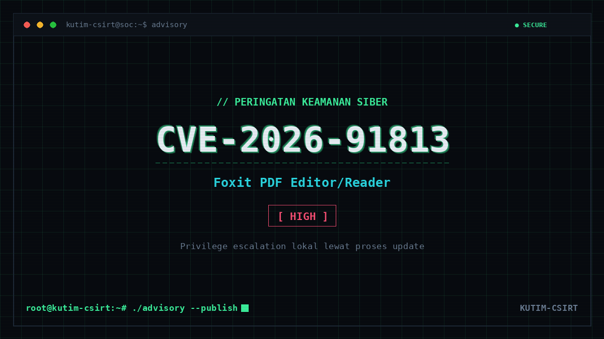 Peringatan Keamanan: Kerentanan Foxit PDF Editor dan Reader (CVE-2026-91813)