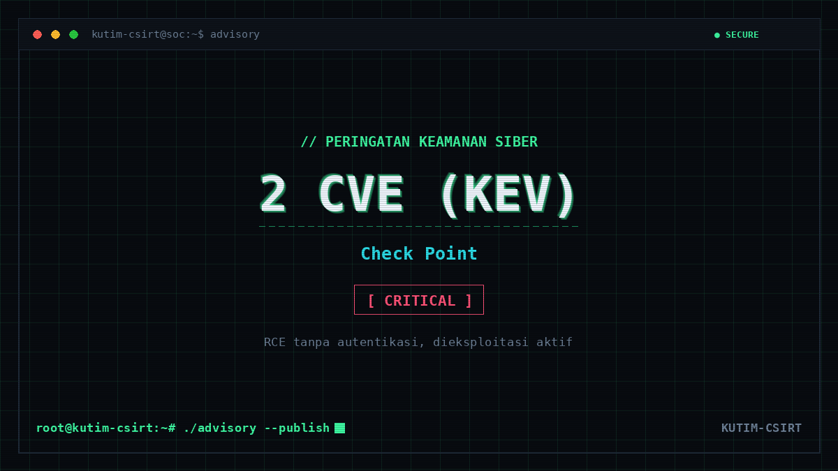 Peringatan Keamanan: Kerentanan Check Point Management Server dan Security Gateway (CVE-2026-93616, CVE-2026-85102)