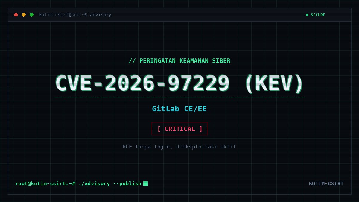 Peringatan Keamanan: GitLab CE/EE (CVE-2026-97229), Eksekusi Kode Jarak Jauh Tanpa Login Dieksploitasi Aktif