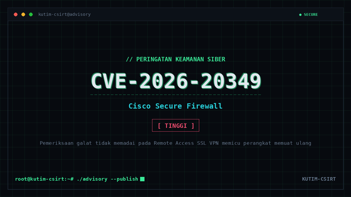 Peringatan Keamanan: Kerentanan CVE-2026-20349 pada Cisco Secure Firewall ASA dan FTD