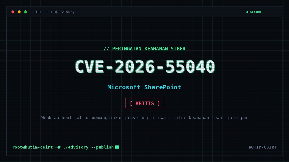 Peringatan Keamanan: Kerentanan Kritis CVE-2026-55040 Pelewatan Otentikasi pada Microsoft SharePoint