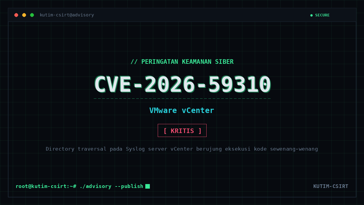 Peringatan Keamanan: Kerentanan Kritis CVE-2026-59310 Path Traversal pada VMware vCenter