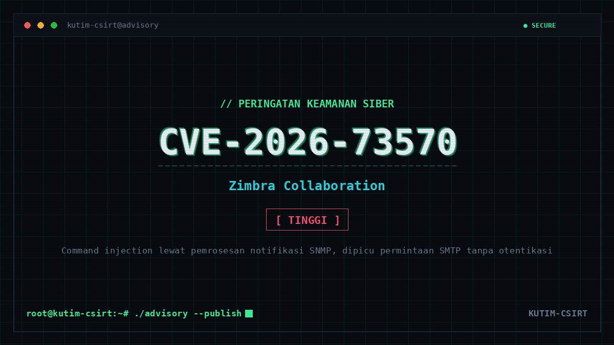 Peringatan Keamanan: Kerentanan CVE-2026-73570 OS Command Injection pada Zimbra Collaboration