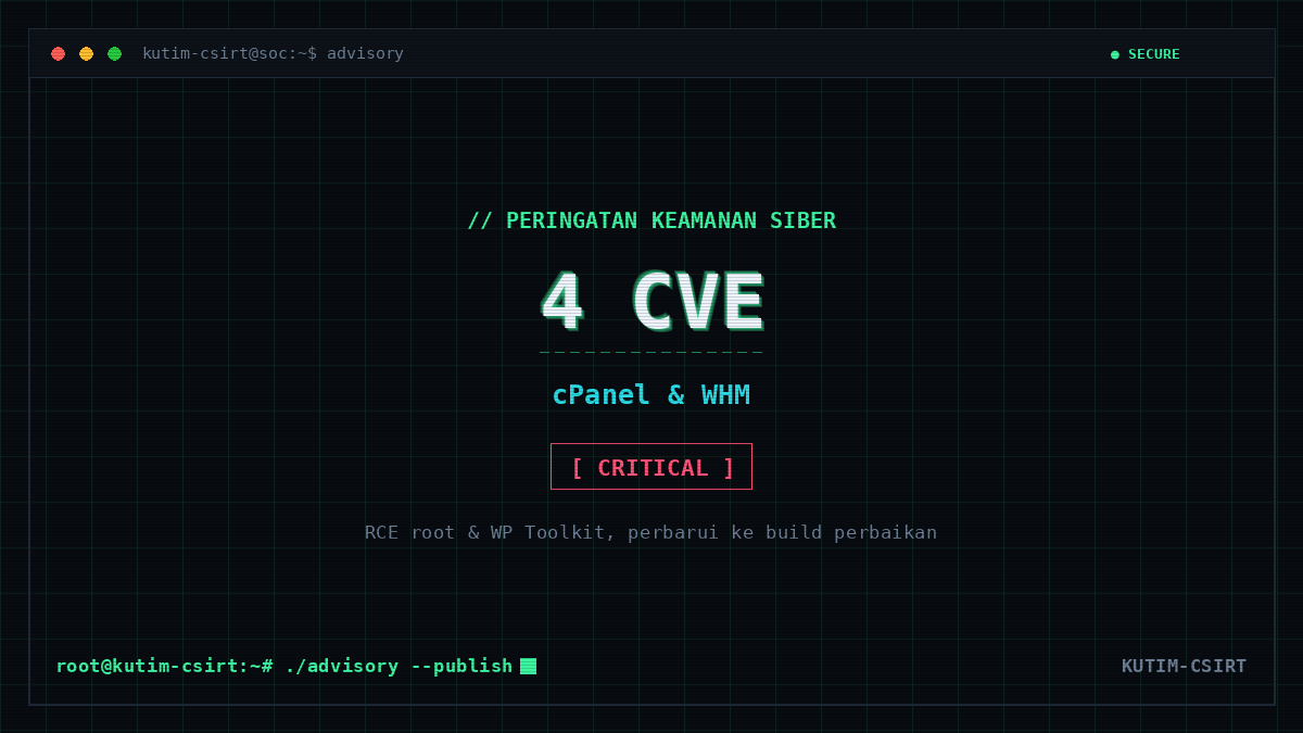 Peringatan Keamanan: Rekapitulasi Kerentanan pada cPanel & WHM dan WP Toolkit, Termasuk RCE Root (September 2026)