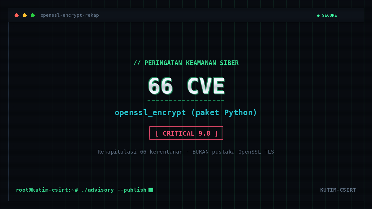 Peringatan Keamanan: Rekapitulasi 66 Kerentanan pada Paket Python openssl_encrypt